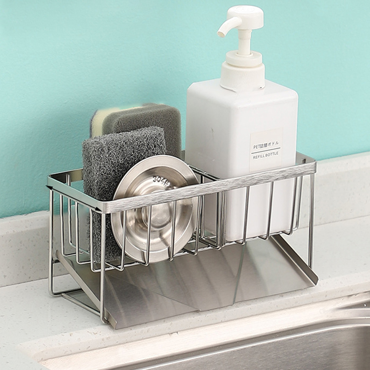 Commercial Kitchen Floor Drain - Sink sponge Holder 304 stainless steel,Soap