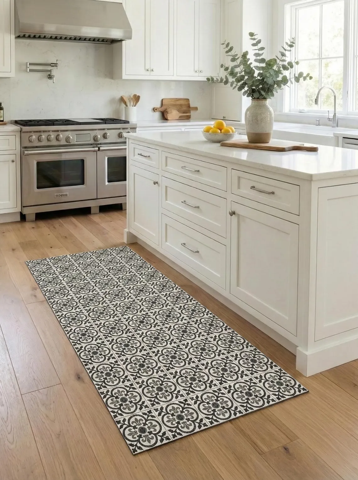 Commercial Kitchen Interior Design - Mediterranean Style Runner Rug Black And