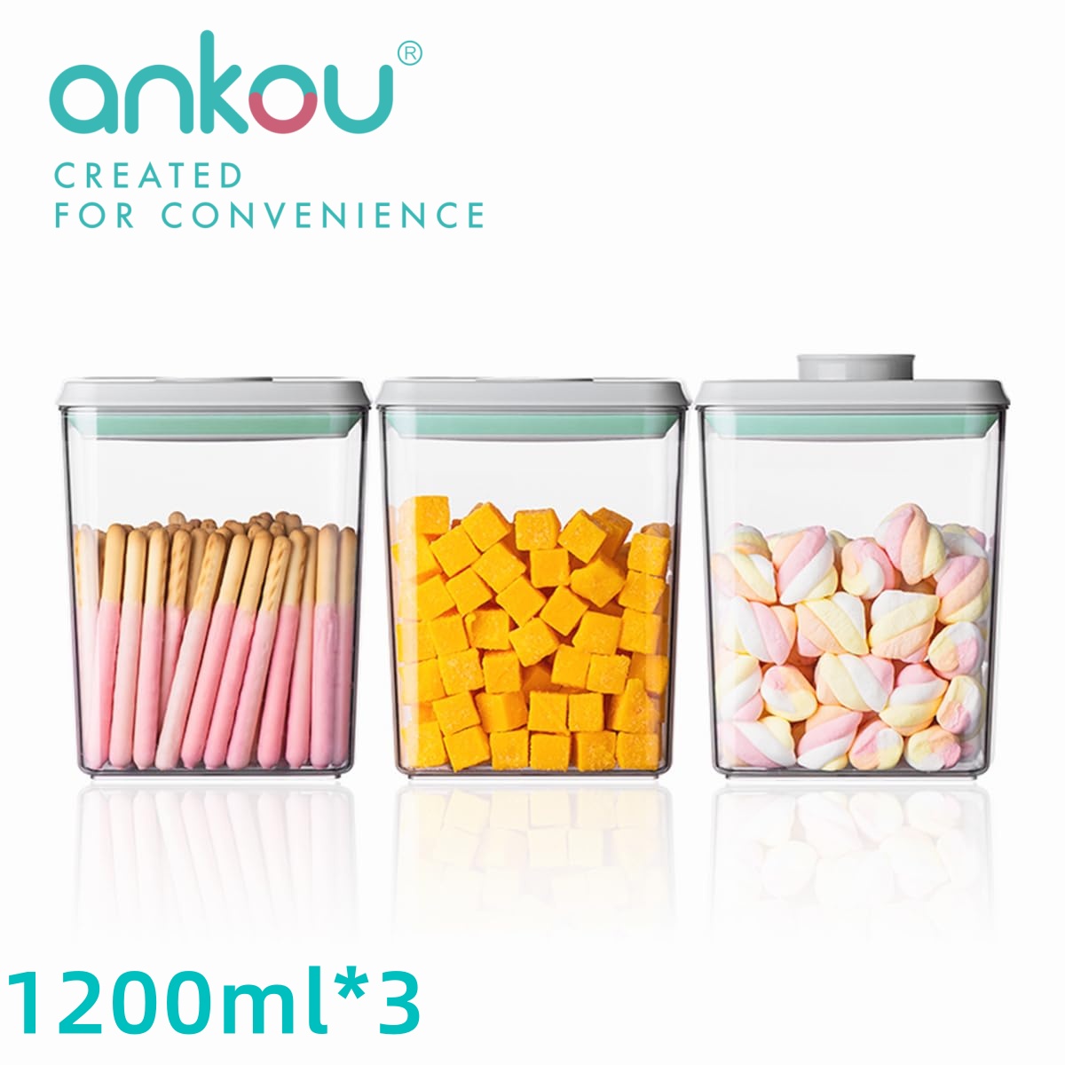 Commercial Kitchen Organiser - Ankou 3Pcs 1.2L Pop Airtight Food
