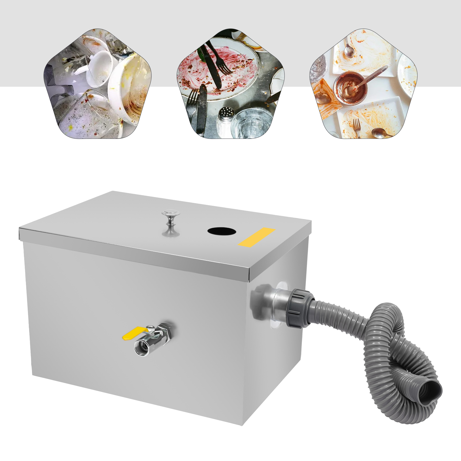 Commercial Kitchen Grease Interceptor - 20L Commercial Grease Trap,Stainless Steel Grease