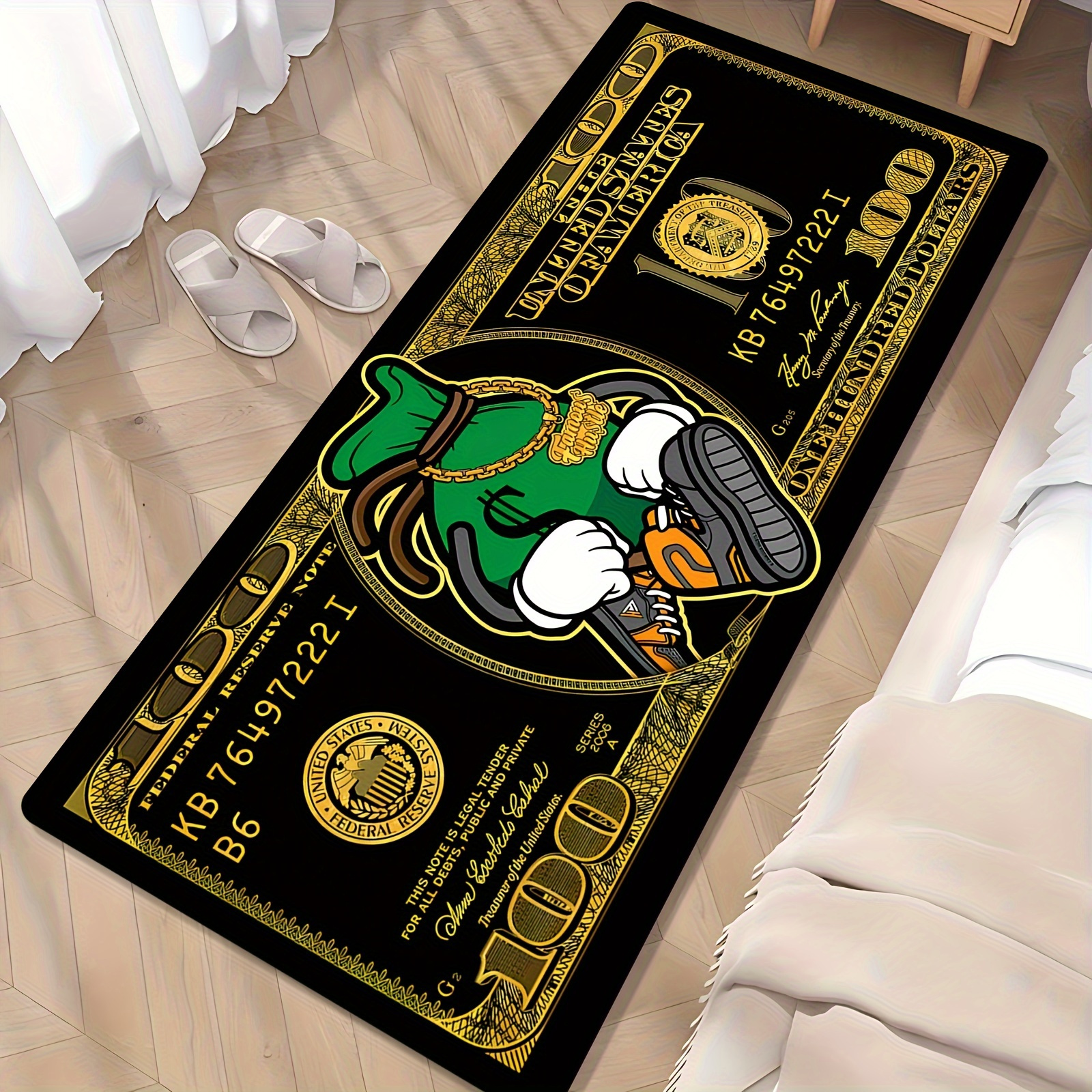 Commercial Kitchen Ideas - $100 Bill Pattern Area Rug,Soft Touch