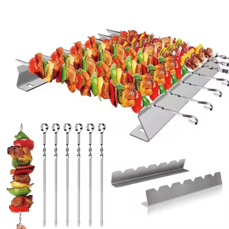 Hot Dog Roller Grill - Skewer Holder Anti-slip Groove Stainless Steel