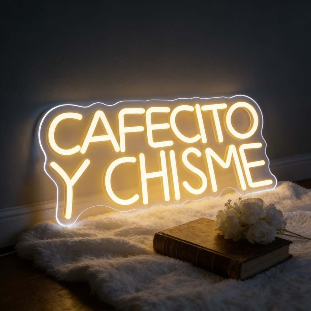 Commercial Kitchen Ideas - Cafecito Y Chisme Spanish Neon Sign