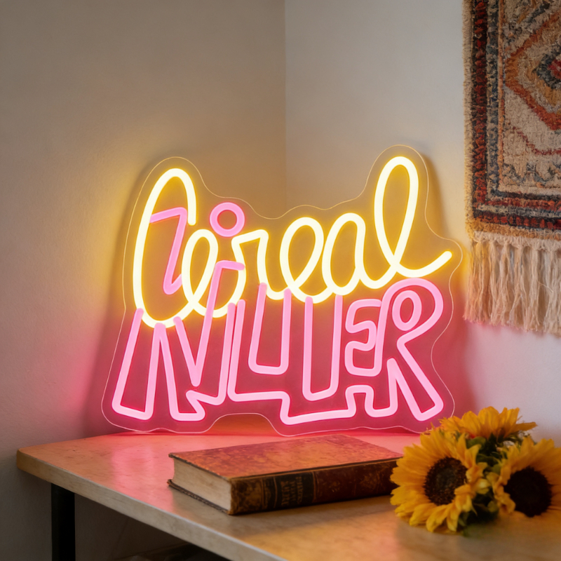 Commercial Kitchen Ideas - Cereal Killer Yellow Pink LED Neon