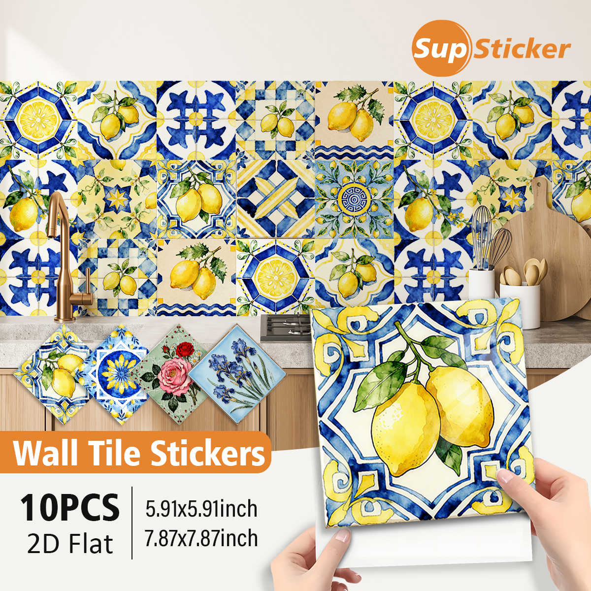 Floral Lemon Peel & Stick Wall - Commercial Kitchen Wall 리뷰 및 가격