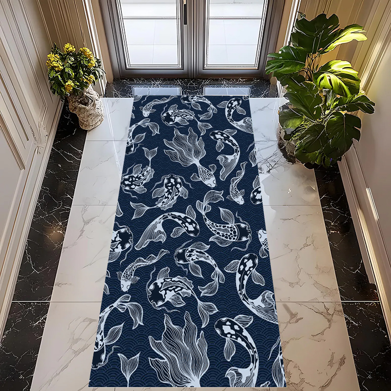 Blue and White Koi Fish Print  - Commercial Kitchen Japanese review and price