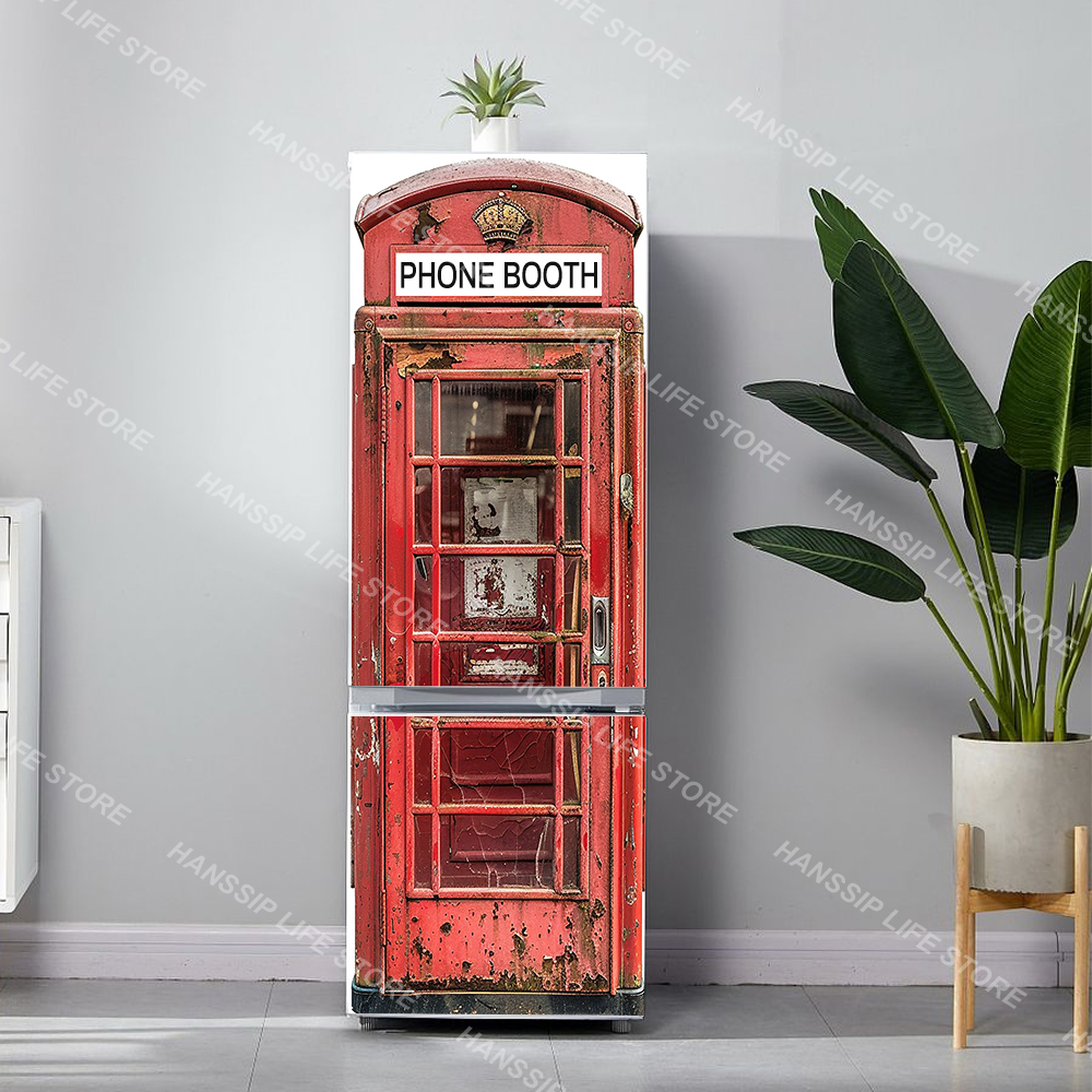 Retro Phone Booth Printed Refr - Commercial Kitchen Wall 리뷰 및 가격