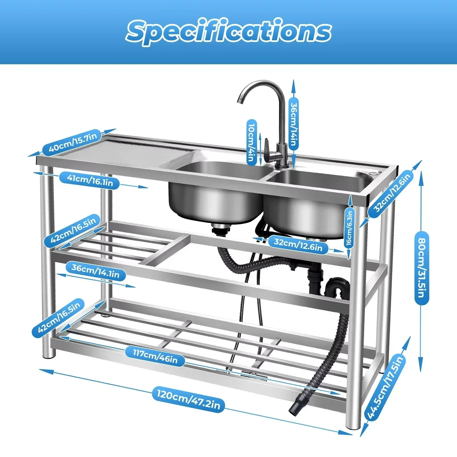 NEW Freestanding Kitchen Prep  - Commercial Kitchen Double Sink review and price