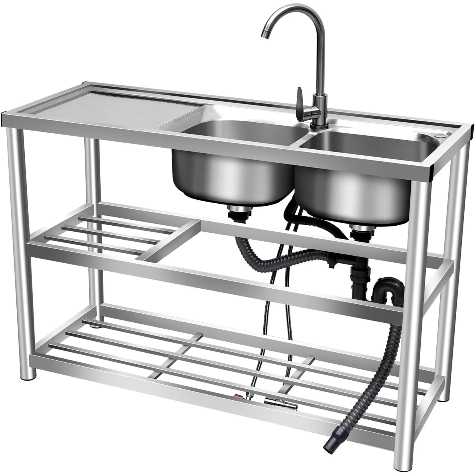 NEW Freestanding Kitchen Prep  - Commercial Kitchen Double Sink review and price