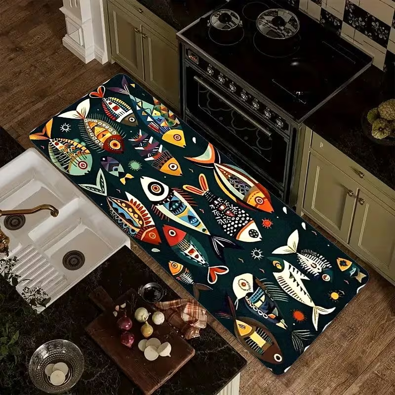 Nautical Fish Print Kitchen Ru - Commercial Kitchen Mats Anti Fatigue 리뷰 및 가격