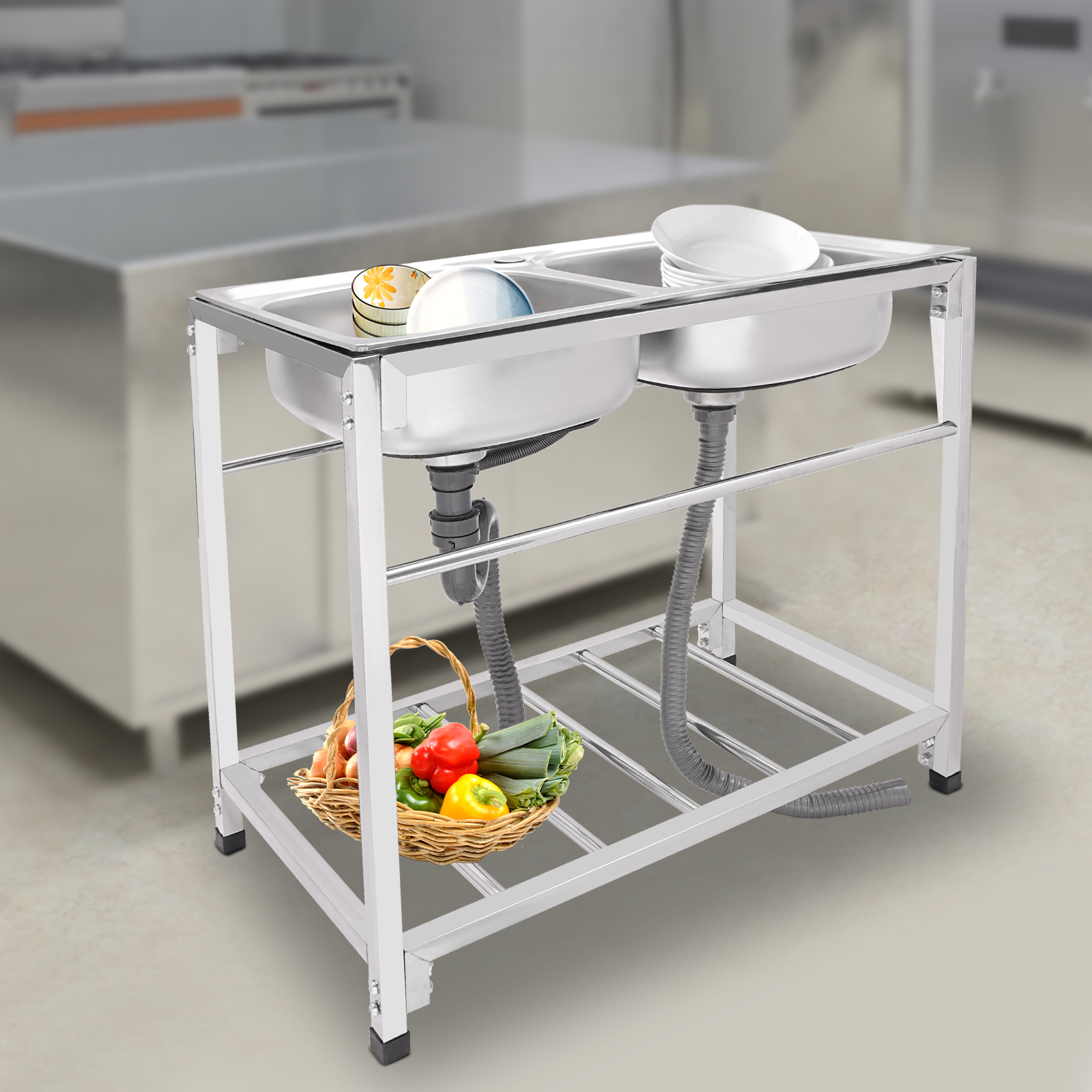 Freestanding Commercial Double - Commercial Kitchen Double Sink review and price
