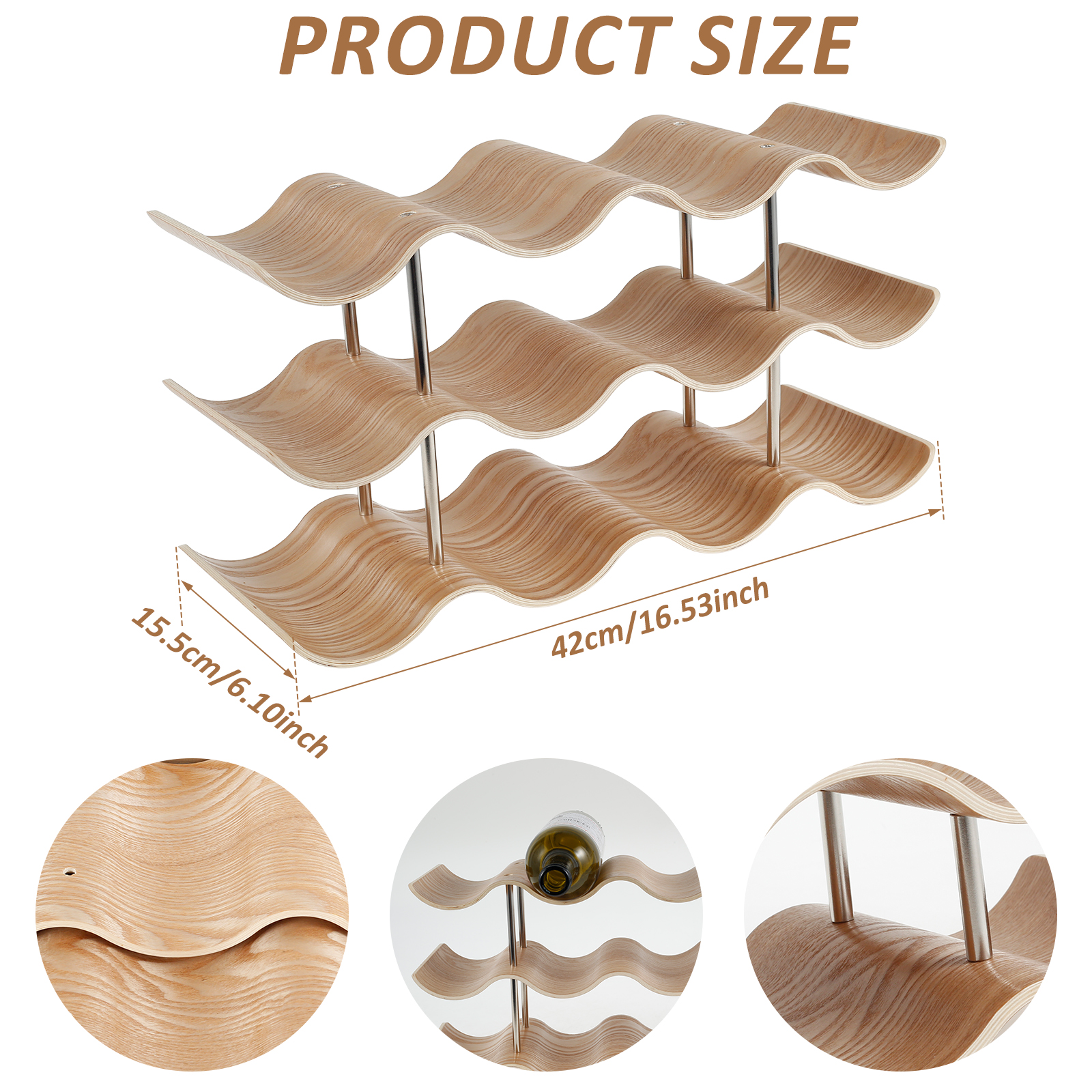 2/3-Tier Wooden Wine Rack Wavy - Commercial Kitchen Organiser review and price