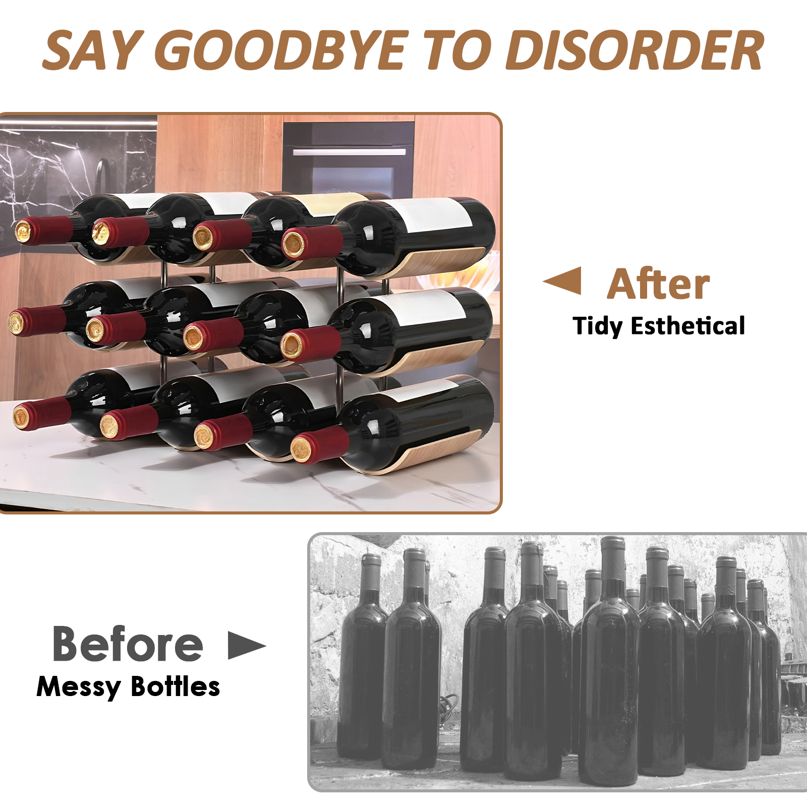 2/3-Tier Wooden Wine Rack Wavy - Commercial Kitchen Organiser review and price