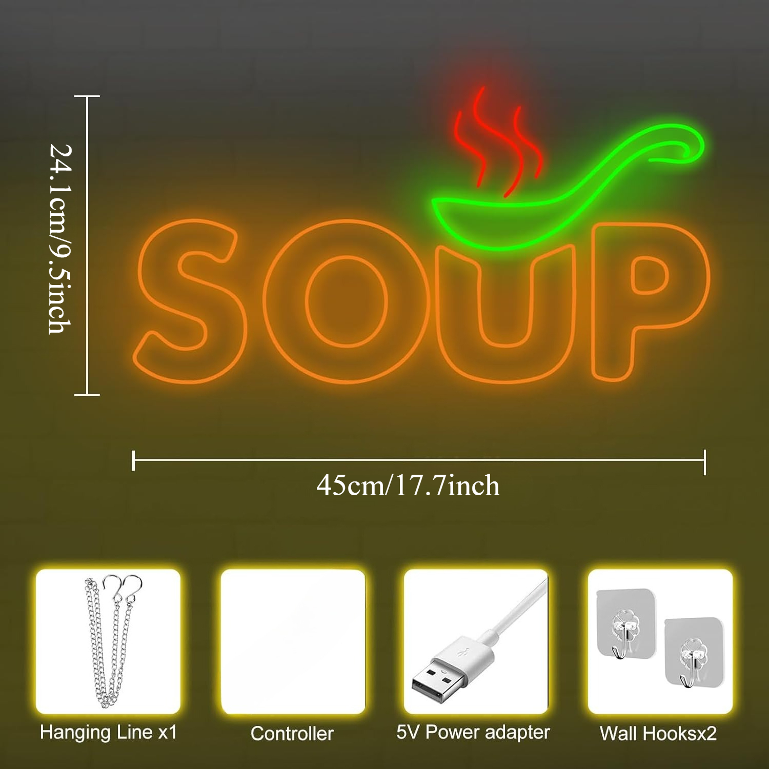 Soup Neon Sign USB Powered Foo - Commercial Kitchen Japanese review and price