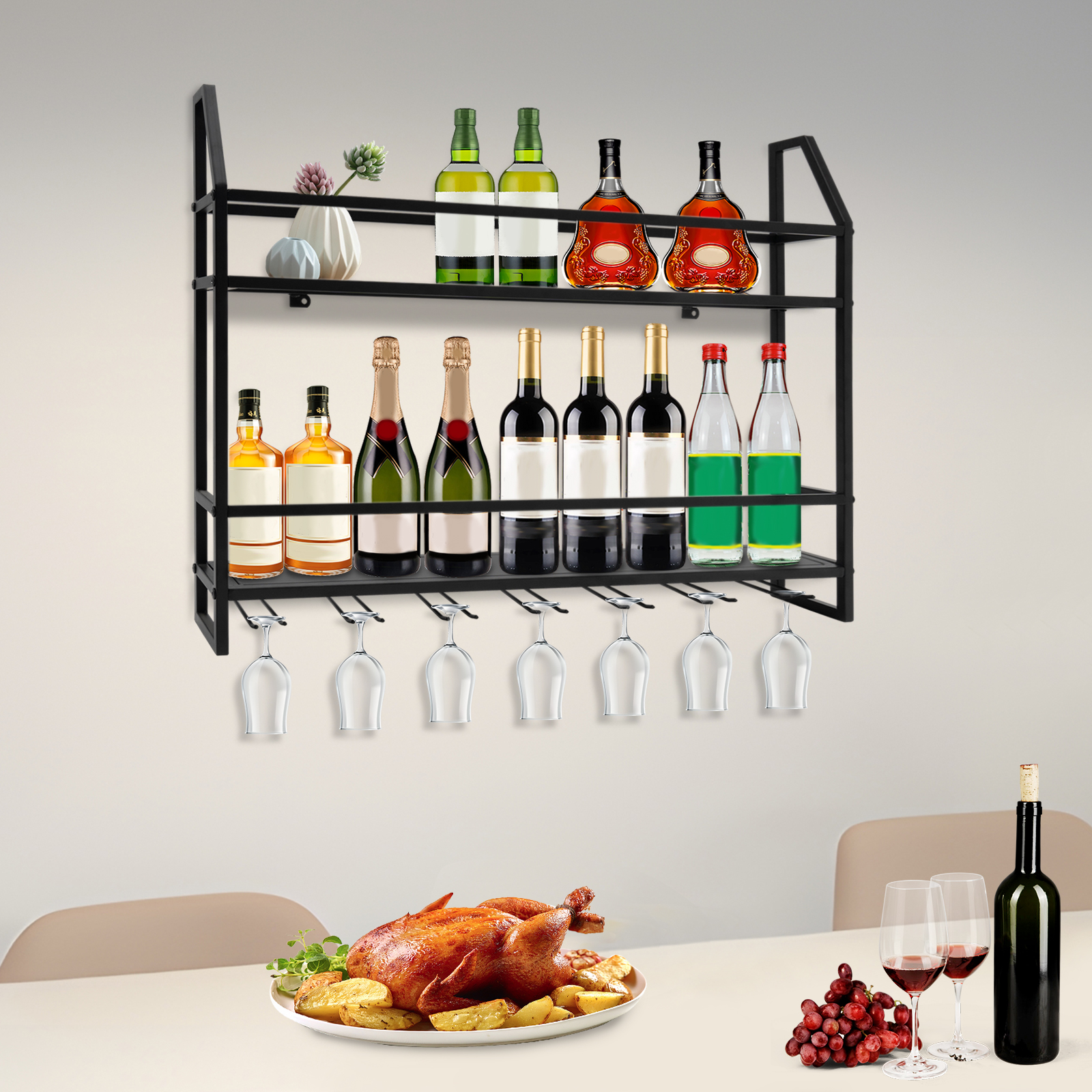 Double-layer Wine Rack Wall-Mo - Commercial Kitchen Organiser review and price