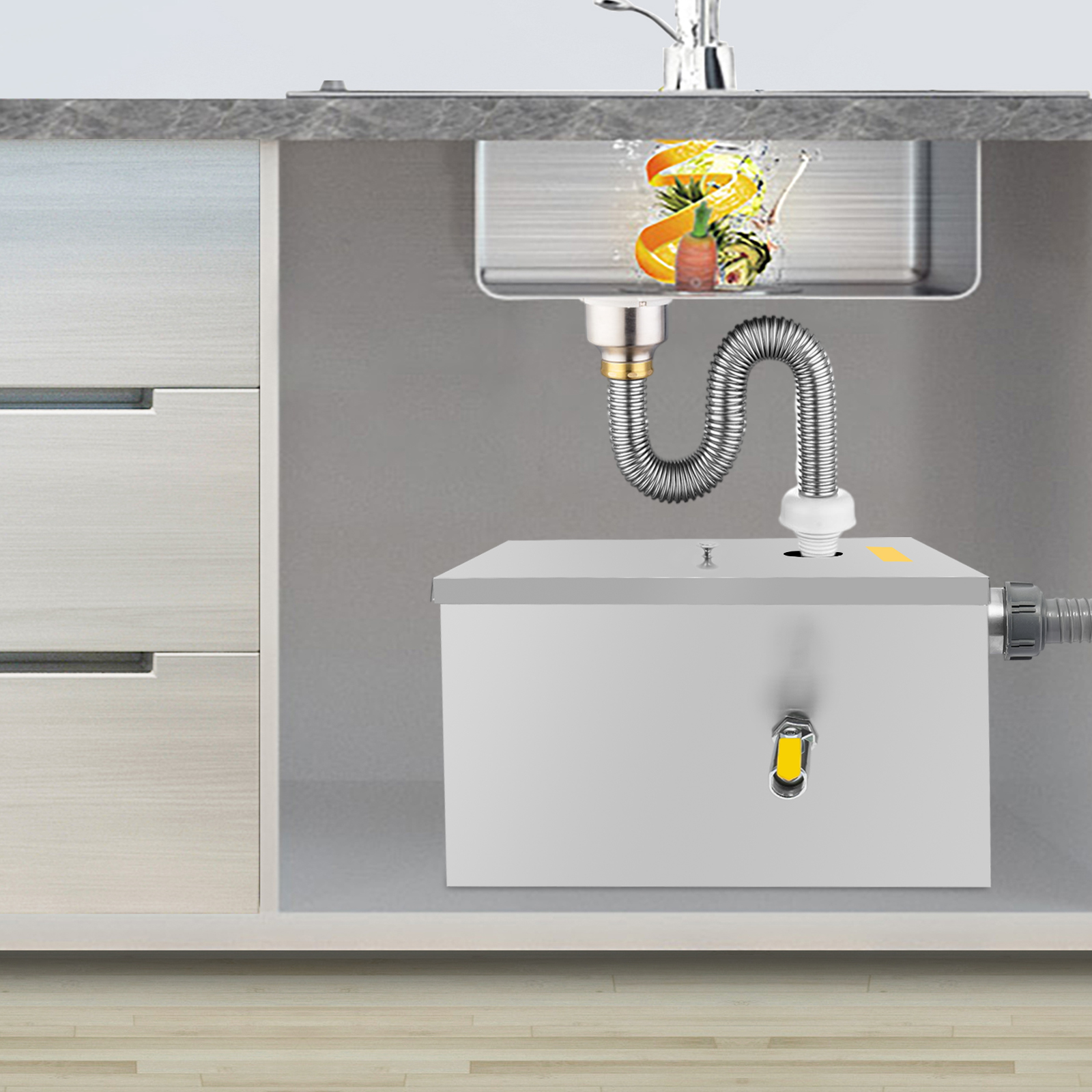 w/Drainage Pipe+Lid for Kitche - Commercial Kitchen Grease Interceptor review and price