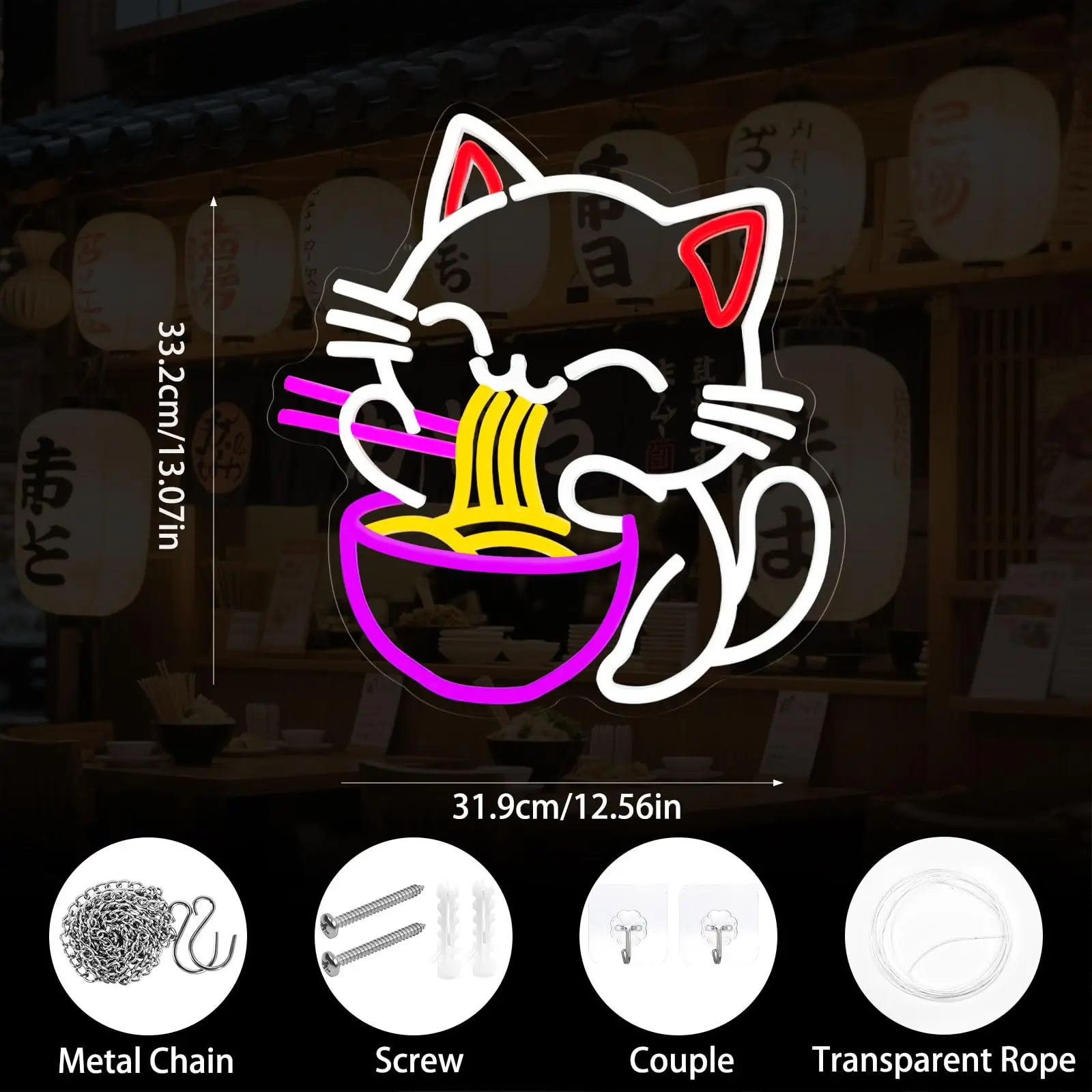 Fortune Cat Ramen Neon Sign Ja - Commercial Kitchen Japanese review and price
