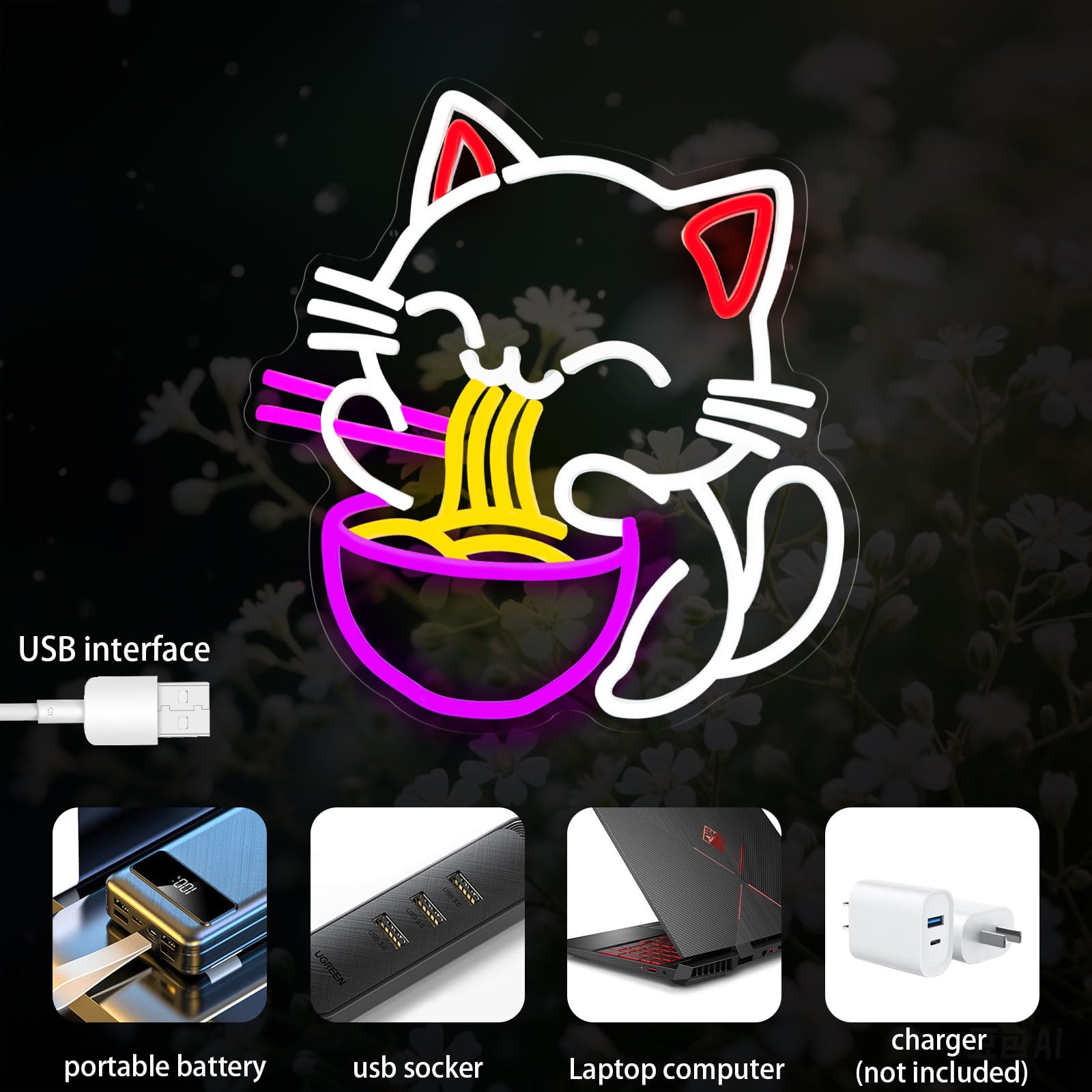 Fortune Cat Ramen Neon Sign Ja - Commercial Kitchen Japanese review and price