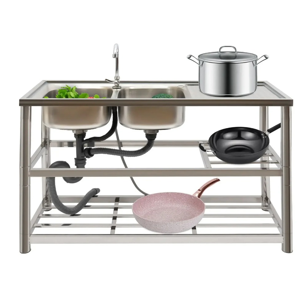 Stainless Steel Kitchen Sink,2 - Commercial Kitchen Double Sink review and price