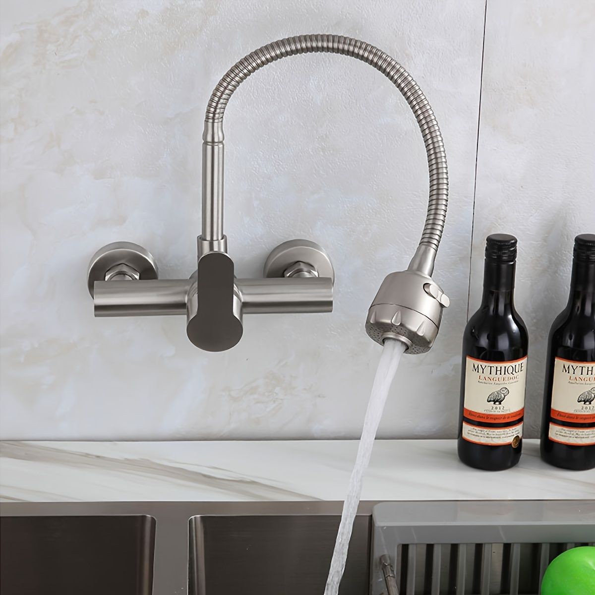 Wall-mounted kitchen faucet, s - Commercial Kitchen Double Sink review and price