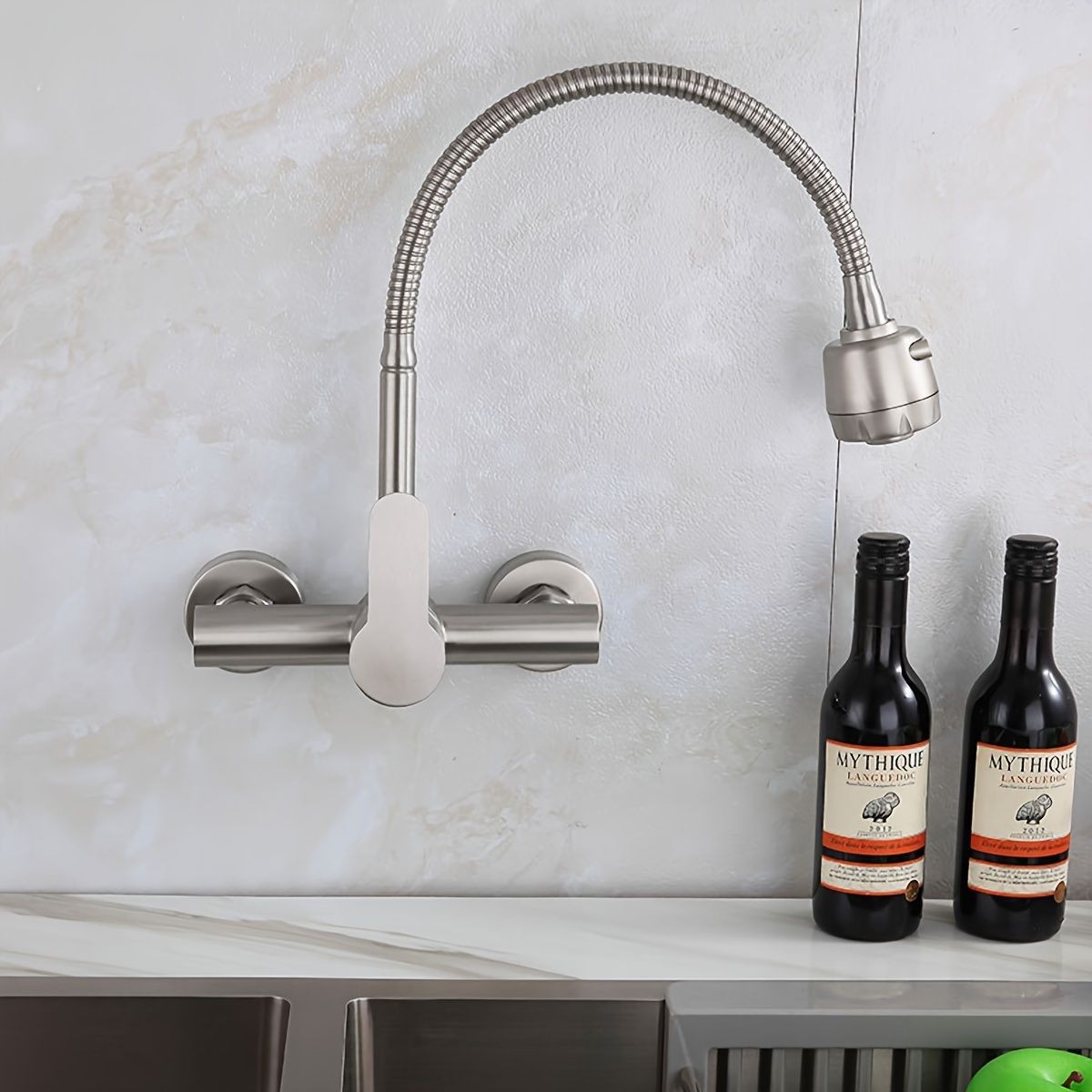 Wall-mounted kitchen faucet, s - Commercial Kitchen Double Sink review and price