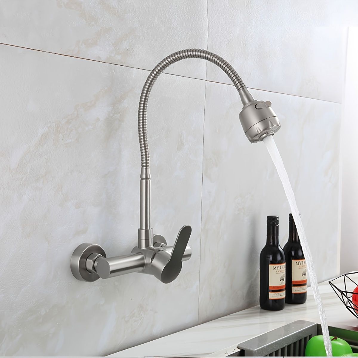 Wall-mounted kitchen faucet, s - Commercial Kitchen Double Sink review and price