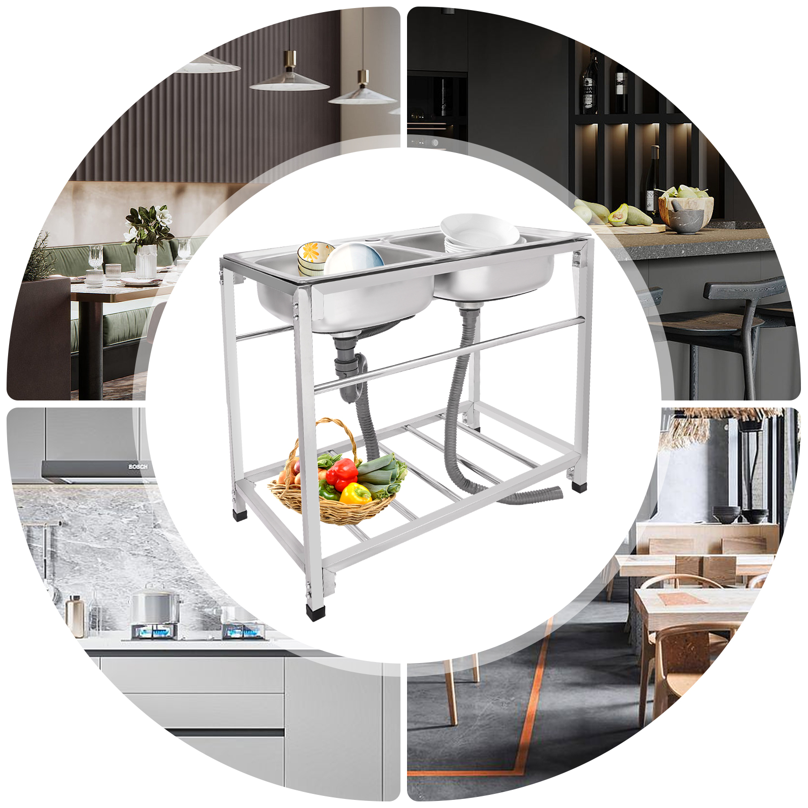 Free Standing Kitchen Commerci - Commercial Kitchen Double Sink review and price