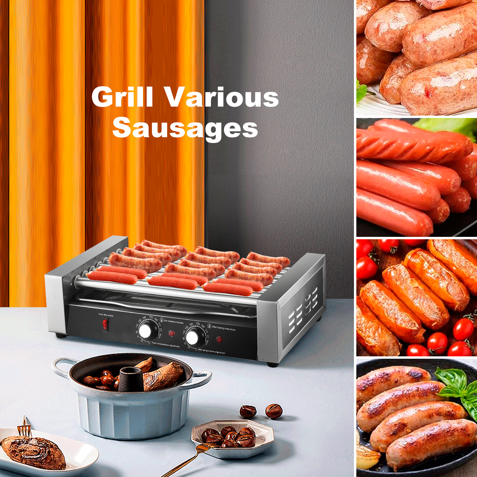 Hotdog Machine, 17 Hot Dogs Ca - Hot Dog Roller Grill review and price
