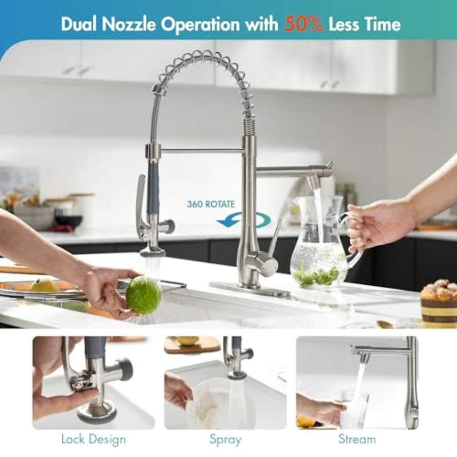 Kitchen Faucet with Pull Down  - Commercial Kitchen Double Sink review and price