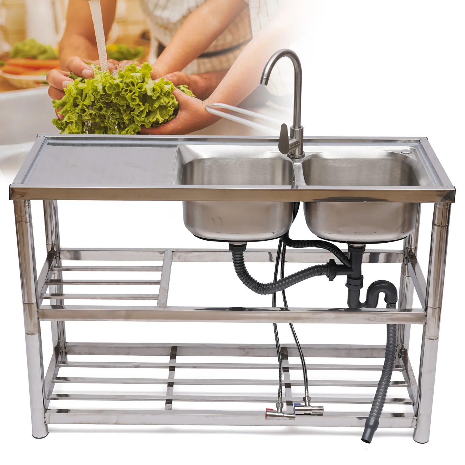 Stainless Steel 2 Compartment  - Commercial Kitchen Double Sink review and price