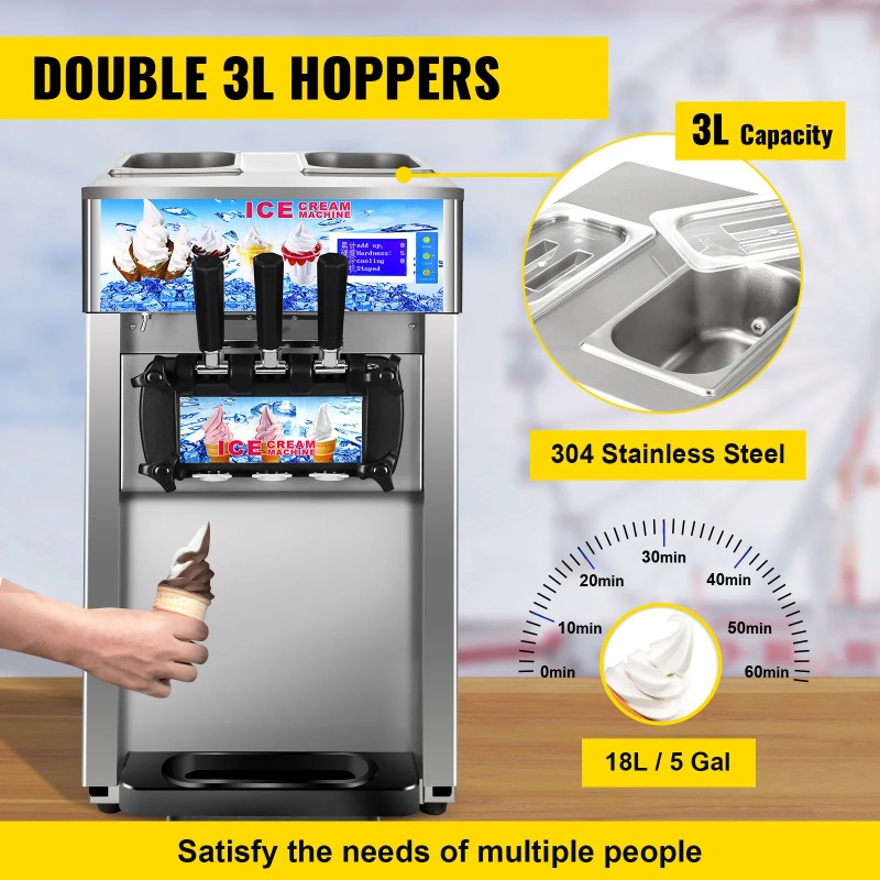 SIHAO 3-Flavor Commercial Soft - Soft Serve Ice Cream Machine review and price