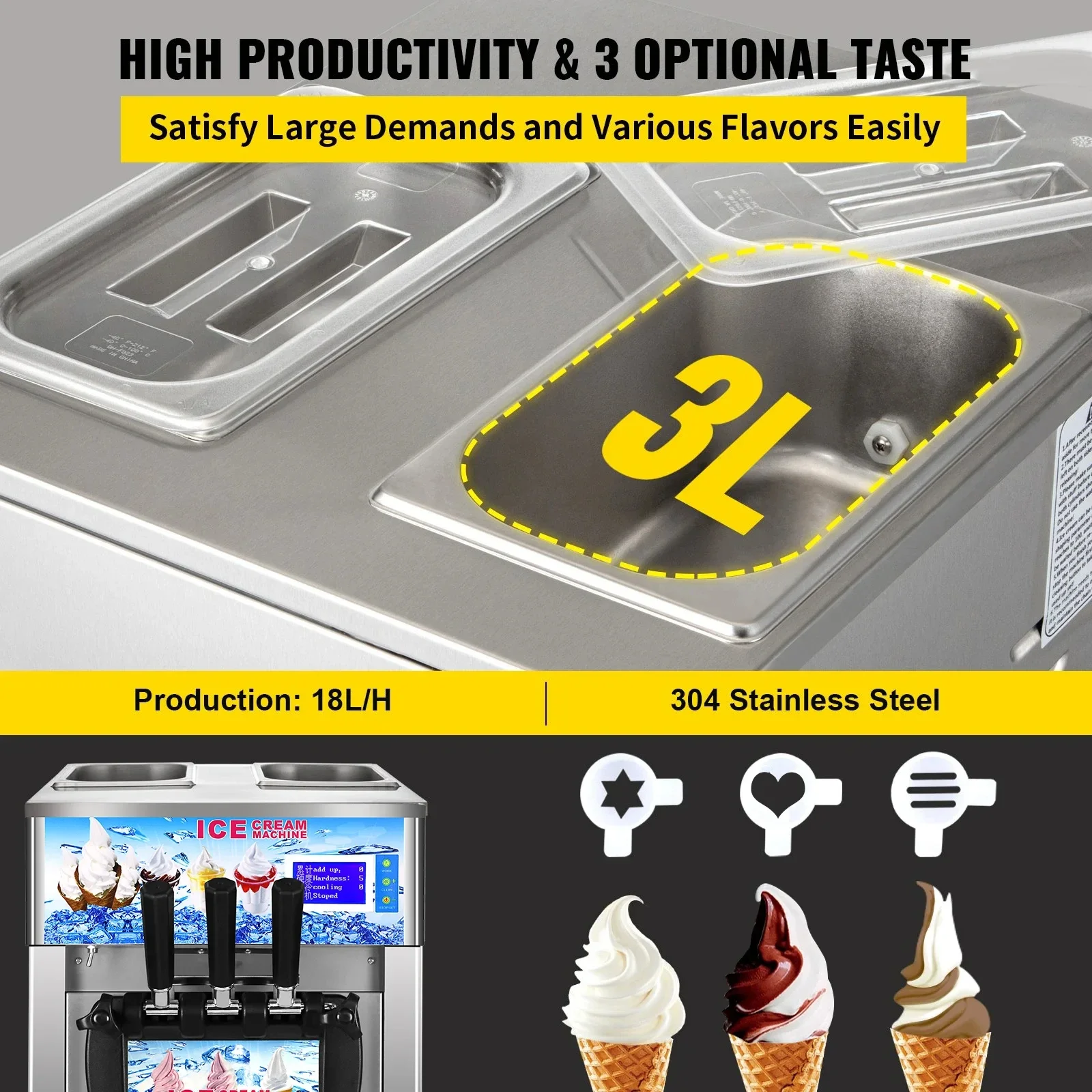 SIHAO 3-Flavor Commercial Soft - Soft Serve Ice Cream Machine review and price