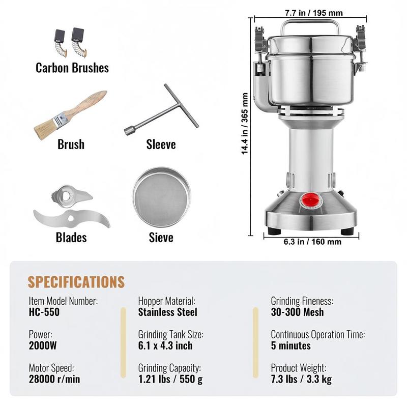 Dry Powder Grinder 550g For Ki - Commercial Kitchen Grinder 리뷰 및 가격
